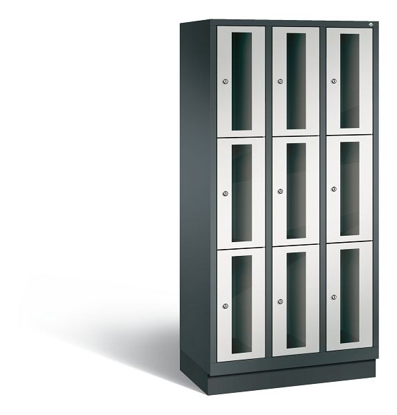 C+P Schließfachschrank Classic, 9 Fächer, H1800xB900xT500 mm, Anthrazit/Grau, 8020A303 S10021