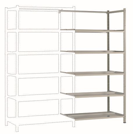 Manuflex Bürodoppel-Anbauregal mit 5 pulverbeschichteten Stahlböden, HxBxT = 1900 x 960 x 600 mm, RA3292.7035