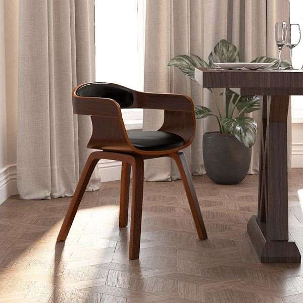 vidaXL Esszimmerstuhl Schwarz Bugholz und Kunstleder, 3092371