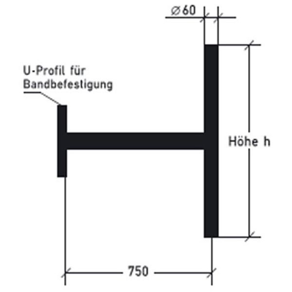 Stein HGS Ausleger für Bandbefestigung, mit Querpfosten/Höhe 1100mm, alpbh110