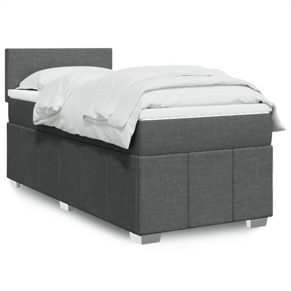 vidaXL Boxspringbett mit Matratze Dunkelgrau 80x200 cm Stoff, 3286889