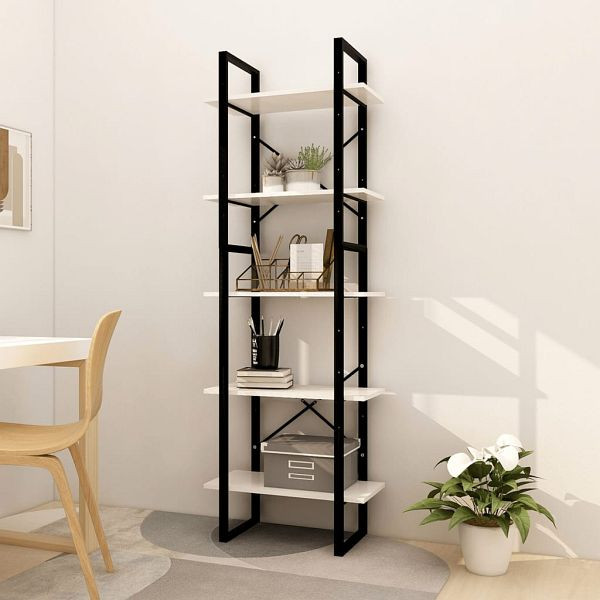 vidaXL Bücherregal 5 Fächer Weiß 60x30x175 cm Massivholz Kiefer, 3081984