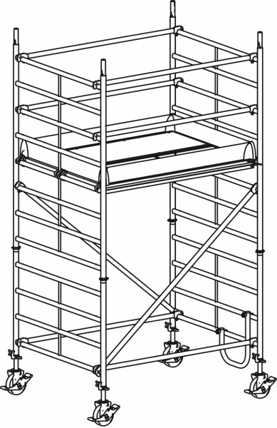 HYMER Fahrgerüst, Bühnenlänge 1,90 m, Rahmenteilbreite 1,50 m, Reichhöhe 4,40 m, 847304