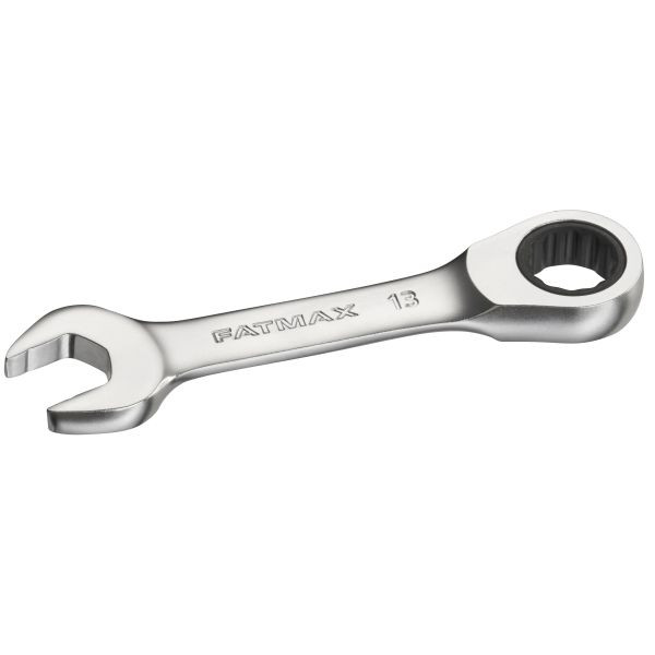 Stanley FATMAX Ringmaulschlüssel mit Ratsche 13 mm, kurze Ausführung, 72 Zähne, 12-Kant, 15° gekröpft, FMMT13111-0