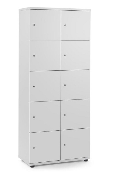 Deskin Schließfachschrank OFFICE-LINE mit 10 Fächern, Korpus und Türen Dekor Lichtgrau, H 1890 x B 800 x T 420 mm, Zylinderschlösser, 290070