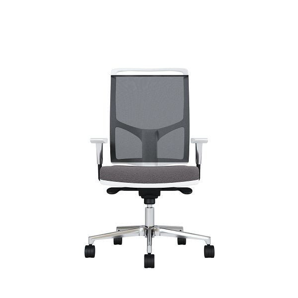 Bisley Bürodrehstuhl Zed, Weißes Kunststoff, Höhenverstellbare Armlehnen, Fußkreuz und Armlehnen aus Aluminium, NE0625 grau, ZEDALLWNE0625