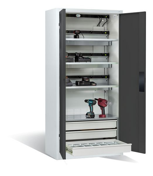 C+P Akkuladeschrank Comfort, H1950xB930xT500 mm, Lichtgrau/Anthrazit, 8921-05E3 S10020