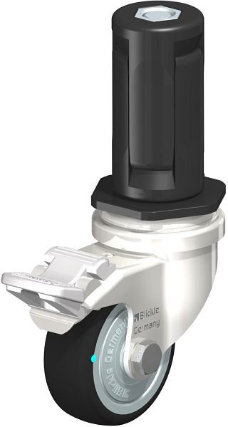 Blickle LRXA-PATH 50KD-FI-FK-EXR04 Edelstahl-Apparate-Lenkrolle mit Expander & Feststeller, Thermoplastisches Polyurethan, Grau, 853331