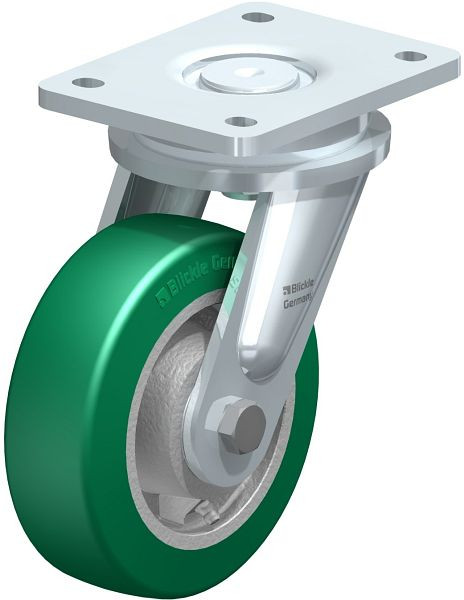 Blickle LO-GST 150K Stahlgeschweißte Schwerlast-Lenkrolle, Blickle Softhane®, Grün, 754932