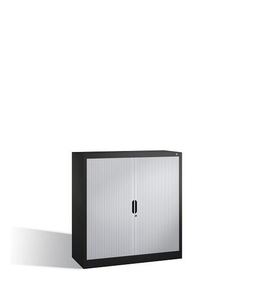 C+P Sideboard mit Rollladen Omnispace, H1230xB1200xT420mm, Farbe: Schwarzgrau / Lichtgrau, Griffmulde, 3 OH, 3233-00 S10098