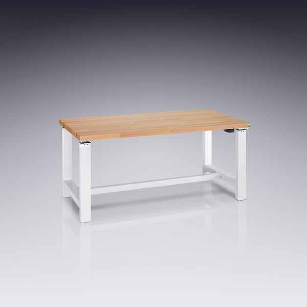 bott cubio Werkbank hydraulisch verstellbar mit E-Motor, Querstrebenset, Rotbuche BxTxH: 1500 x 750 x 680-1060 mm Rotbuche RAL 7035, 41003308.16V