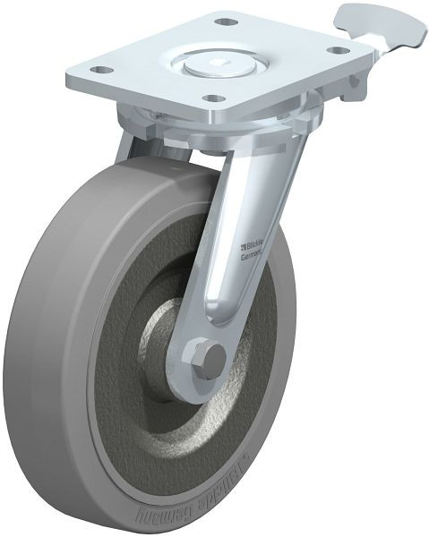 Blickle LO-SE 200K-SG-RI4 Stahlgeschweißte Schwerlast-Lenkrolle, Elastik-Vollgummi, Grau, 852110