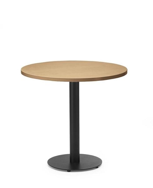 Deskin Cafeteria Tischsystem PARMA rund, Gestell Schwarz, Platte Holzdekor Buche, 287702