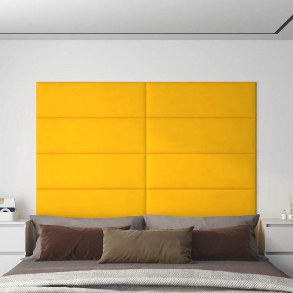 vidaXL Wandpaneele 12 Stück Gelb 90x30 cm Samt 3,24 m², 343925