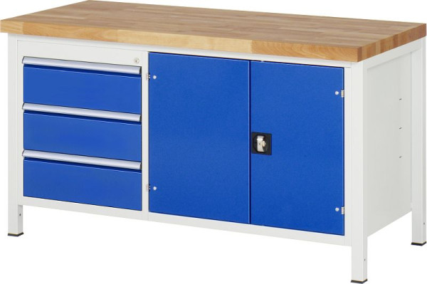 RAU Werkbank Serie 8000 - Modell 8904, B1500 x T700 x H840-1040 mm, 13-8904A2-157B4H.11