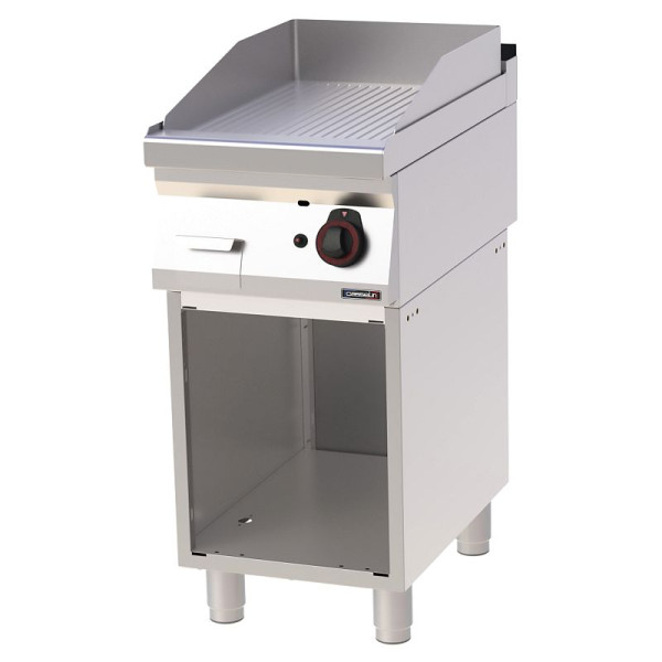 Casselin Snackplatte Gusseisen gerillt mit Unterbau Gas 40 - Linie 700, C7PASFRG40S