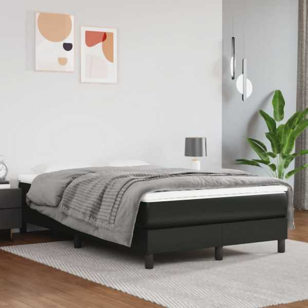 vidaXL Boxspringbett mit Matratze Schwarz 120x200 cm Kunstleder, 3144249