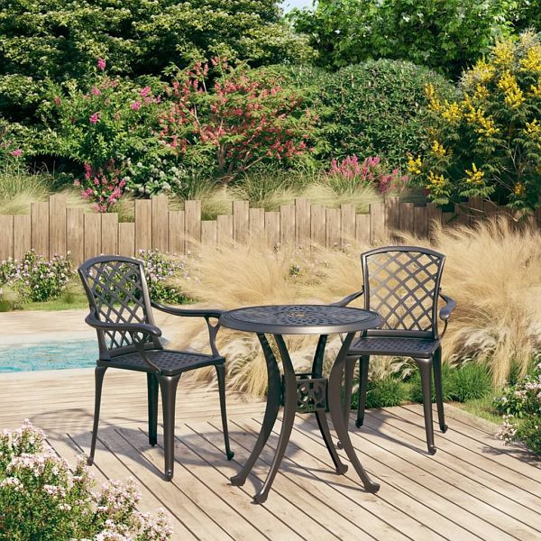 vidaXL 3-tlg. Bistro-Set Aluminiumguss Schwarz, 3070581