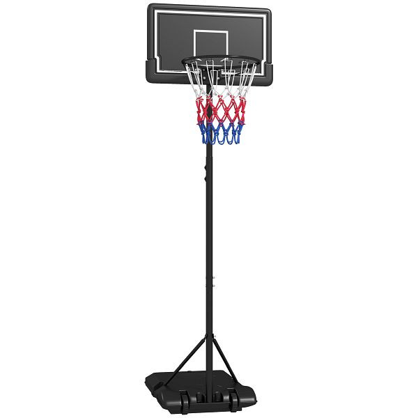 SPORTNOW Basketballständer, höhenverstellbar, mobil, befüllbar, bruchsichere Rückwand, Korbhöhe 1,82 - 2,13 m, Schwarz, A61-049V00BK