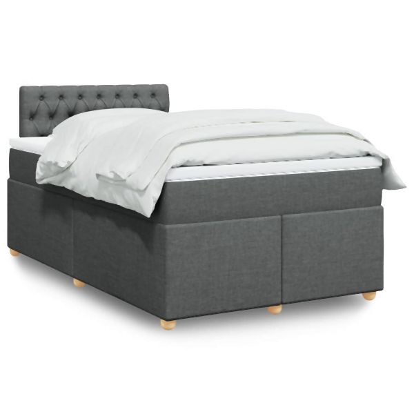vidaXL Boxspringbett mit Matratze Dunkelgrau 120x190 cm Stoff, 3288927