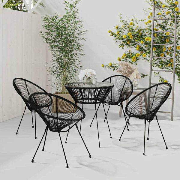 vidaXL 5-teilig Garten-Essgruppe PVC Rattan Schwarz, 3060280