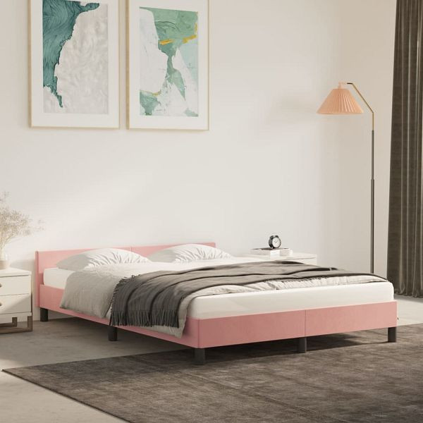 vidaXL Bettgestell mit Kopfteil Rosa 140x200 cm Samt, 347578