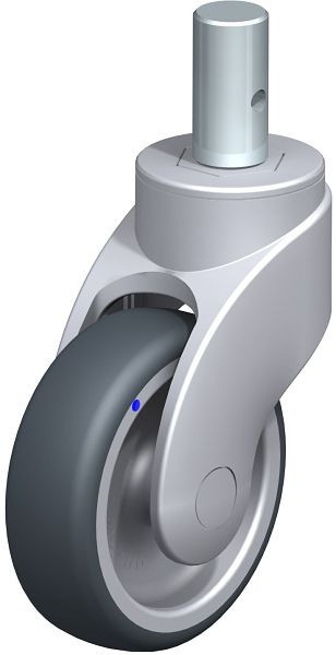 Blickle LWGX-TPA 101G-ZAX55 Kunststoff-Lenkrolle WAVE, rostfrei, mit Zapfen, Thermoplastisches Gummi-Elastomer, Grau, 751652