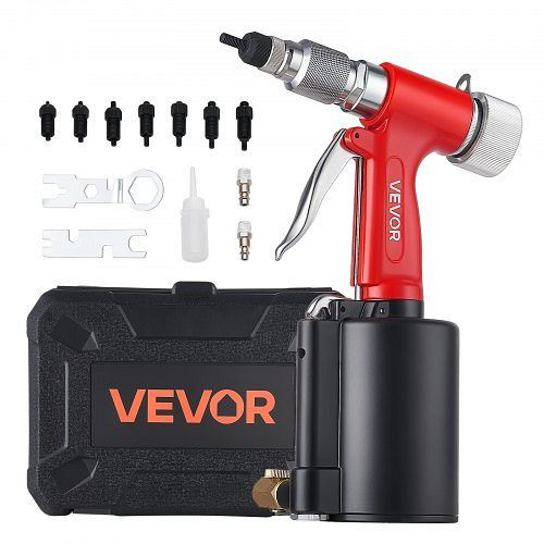VEVOR Druckluft Nietmutternzange Set mit 3 SAE- & 5 Metrischen Kopfstück, Pneumatisch für Automobil Industrie Heimwerkerprojekt, QDLMJ2680LBS01FVO001V0