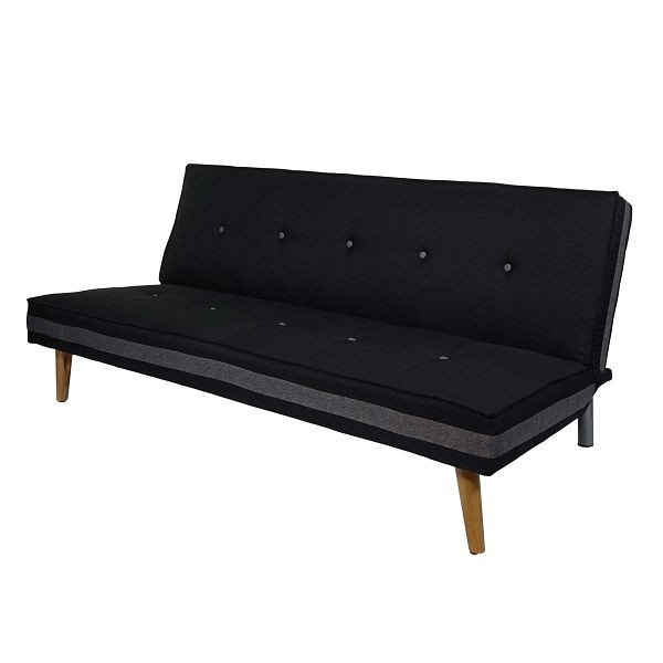 Mendler 3er-Sofa Herstal, Couch Schlafsofa Gästebett Bettsofa, Textil, schwarz, 69147