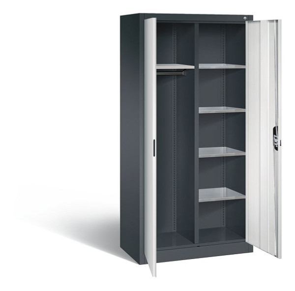 C+P Akten-/Garderobenschrank Acurado, H1950xB930xT500mm, Farbe: Schwarzgrau / Lichtgrau, Muldengriff, 8921-312 S10284