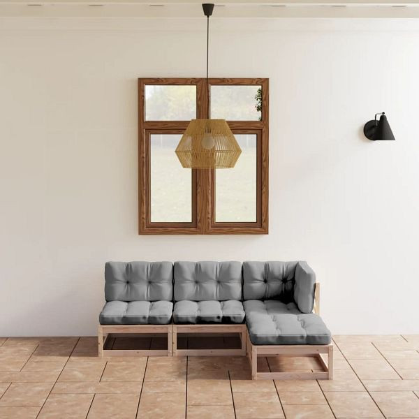 vidaXL 4-tlg. Garten-Lounge-Set mit Kissen Kiefer Massivholz, 3076534