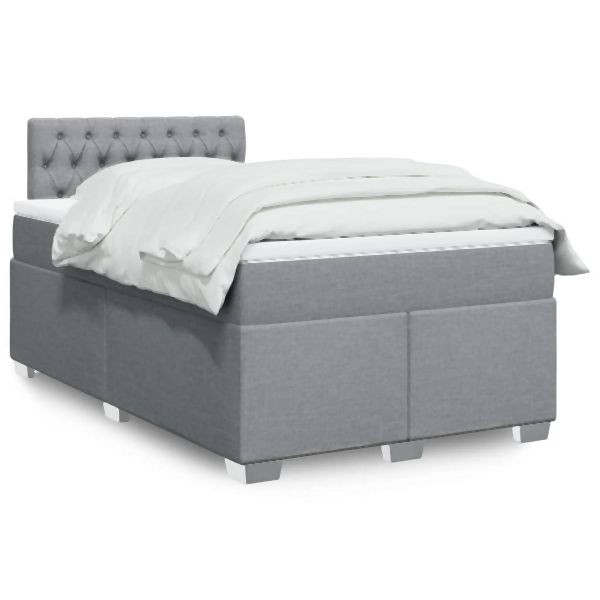 vidaXL Boxspringbett mit Matratze Hellgrau 120x190 cm Stoff, 3288134