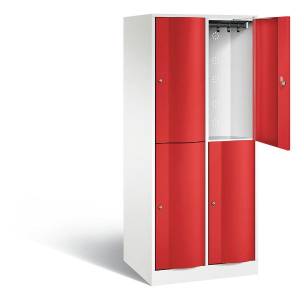 C+P Spind doppelstöckig XL Resisto, H1950xB772xT640mm, Farbe: Verkehrsweiß / feuerrot, 8270-273 S10094