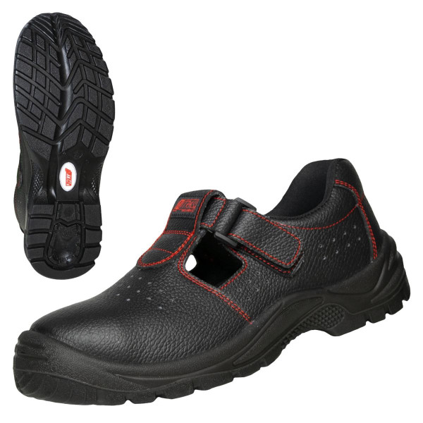 NITRAS BASIC STEP SA, S1P Sicherheitssandale, strapazierfähiges Vollleder, schwarz, Größe: 39, VE: 10 Paar, 7207-39
