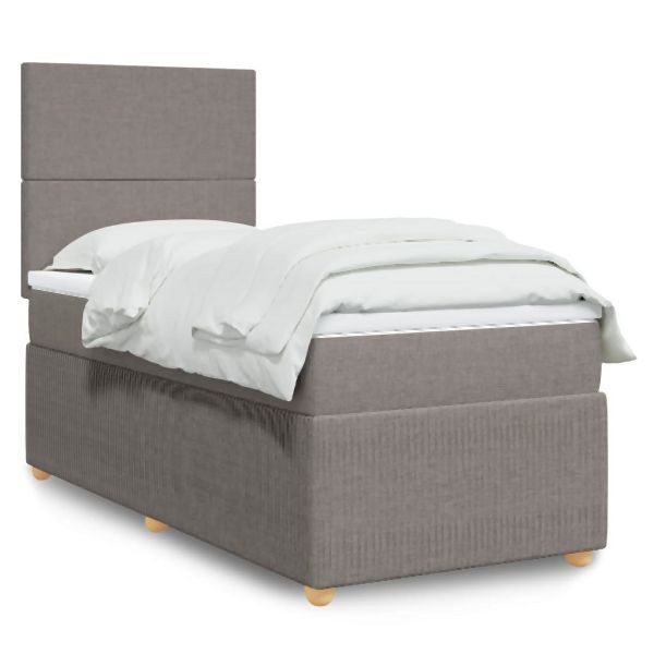 vidaXL Boxspringbett mit Matratze Taupe 90x200 cm Stoff, 3291936