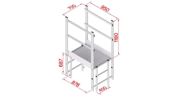 HYMER Ausstieg breit mit Übergang R13, Alu, Länge 950 mm, 0055576