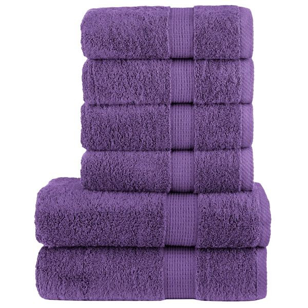 vidaXL 6 teilig Premium-Handtuch-Set SOLUND Lila 600 g/m², 137562, 8721012152038