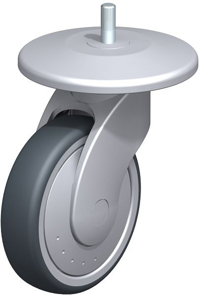 Blickle LWG-TPA 126K-11-FK-AMG125 Kunststoff-Lenkrolle WAVE mit Abweisrad, Thermoplastisches Gummi-Elastomer, Grau, 849639