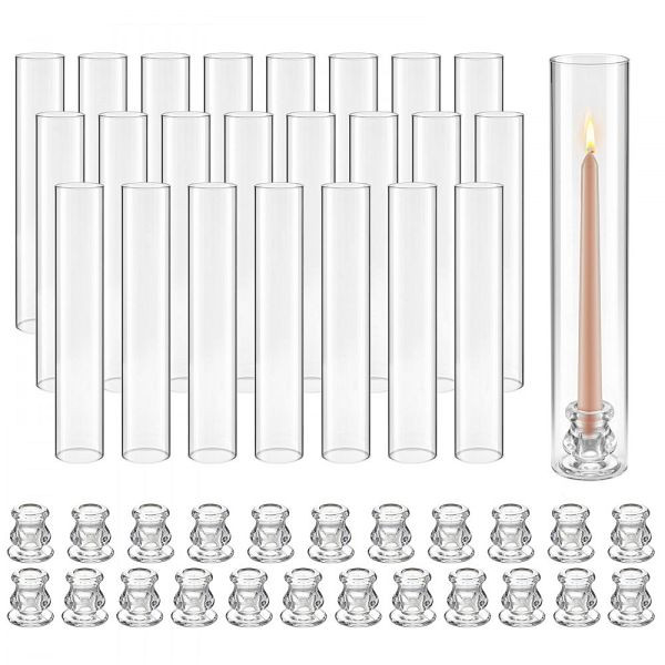 VEVOR 24 Stk. Glaszylinder 65x350mm, Borosilikatglas, windfeste Kerzenhalter für Hochzeit, Weihnachten, Party Deko, JFZTTM24JTYT9NFBG001V0