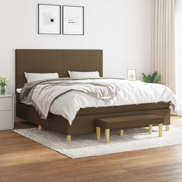 vidaXL Boxspringbett mit Matratze Dunkelbraun 160x200 cm Stoff, 3137008