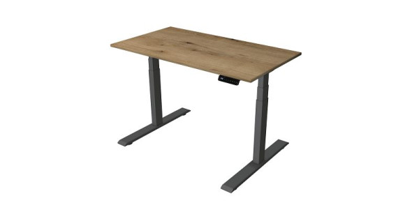 Kerkmann Sitz-/Stehtisch Home office B 1200 x T 650 mm, elektrisch höhenverstellbar von 630-1270 mm, Eiche/anthrazit, 10179455