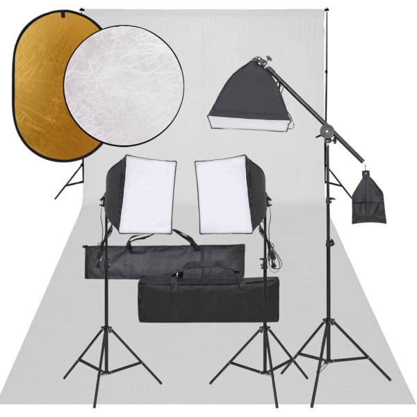 vidaXL Fotostudio-Set mit Beleuchtung, Hintergrund und Reflektor, 3094696