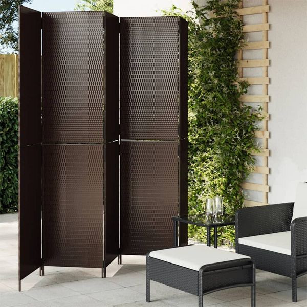 vidaXL Paravent 5-teilig Braun Poly Rattan, 365365, 8721012244078