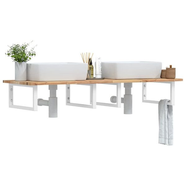 vidaXL Waschbeckenregal Wandmontage Stahl und Akazienholz, 3302792