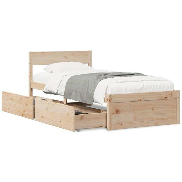 vidaXL Massivholzbett mit Schubladen 75x190 cm Kiefer, 846807