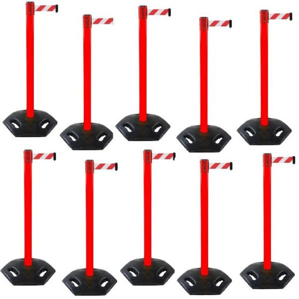 INCAPCORP Absperrständer Outdoor rot mit Zugband rot/weiß SET, VE: 10 Stück, INCAS3-SET.10-40.10.0130