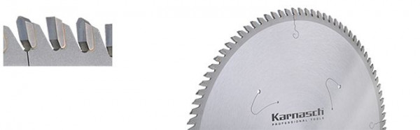 Karnasch Hartmetall-bestücktes Kreissägeblatt, Dünnschnitt, POSITIV, Aluminium, Kunststoffe, Fensterprofile 500x3,4/2,8x30mm, 111050500010