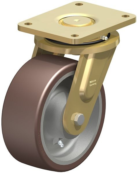 Blickle LS-GB 202K Stahlgeschweißte Schwerlast-Lenkrolle, schwere Drehkranz-Ausführung, Blickle Besthane®, Braun, 741464