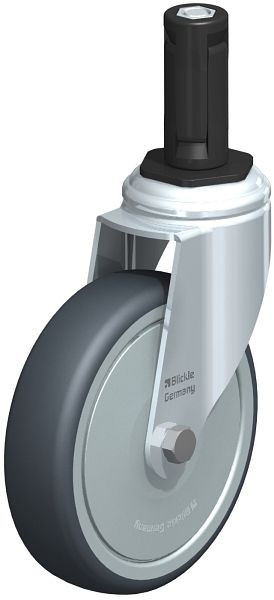 Blickle LKRA-TPA 126K-11-FK-ER13 Apparate-Lenkrolle mit Expander, Thermoplastisches Gummi-Elastomer, Grau, 847911