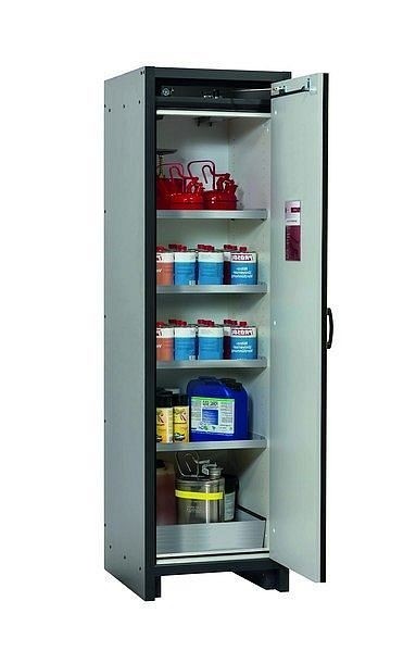 asecos Sicherheitsschrank Q-CLASSIC-30, Q30.195.056.R in resedagrün RAL 6011 mit 4x Fachboden (Edelstahl), 31007-068-33413